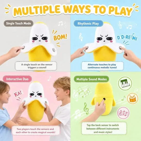 Interactive Musical Plush Banana Toy for Kids – Touch & Motion Sensor