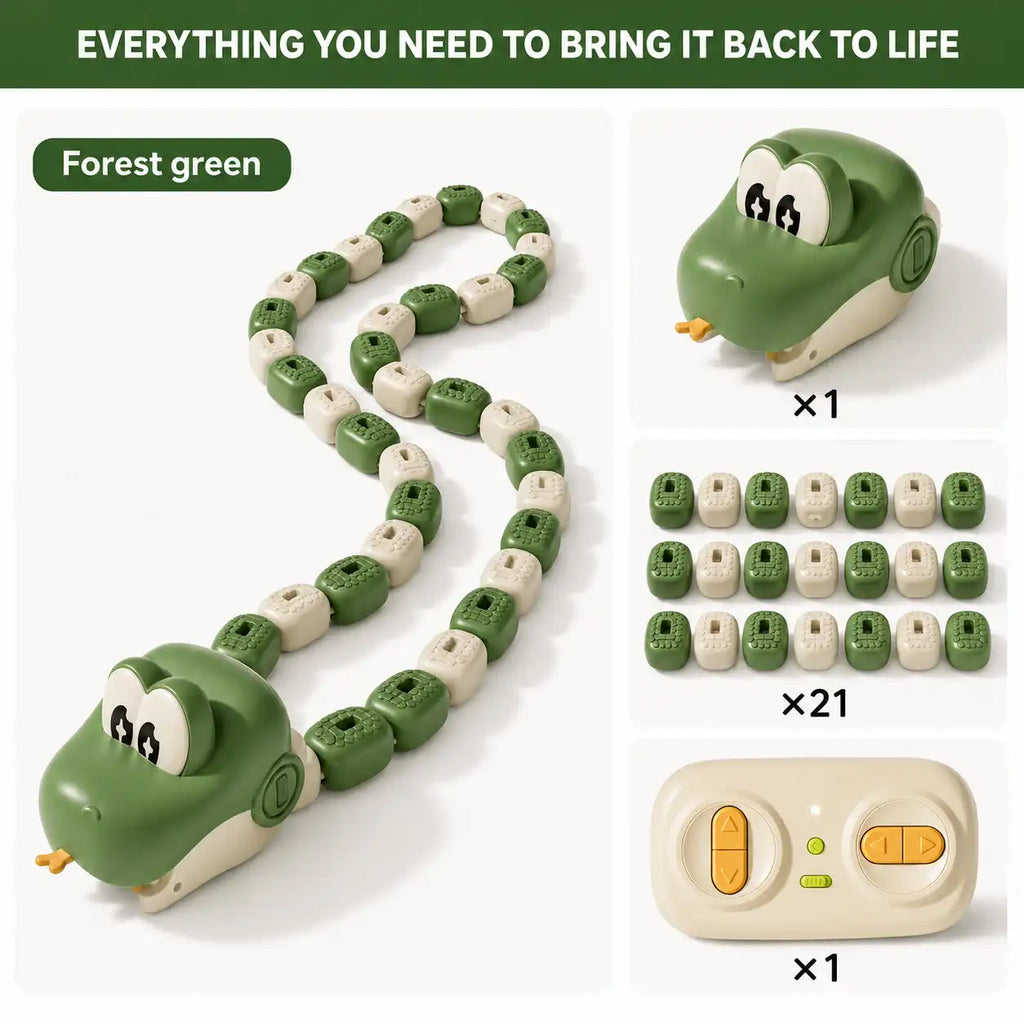 Remote control magnetic snake toy with modular blocks for kids
