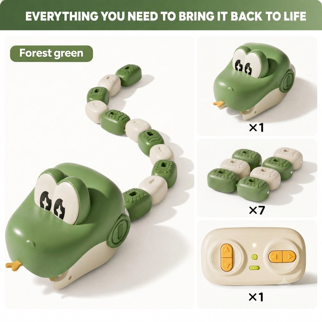 Remote control magnetic snake toy with modular blocks for kids