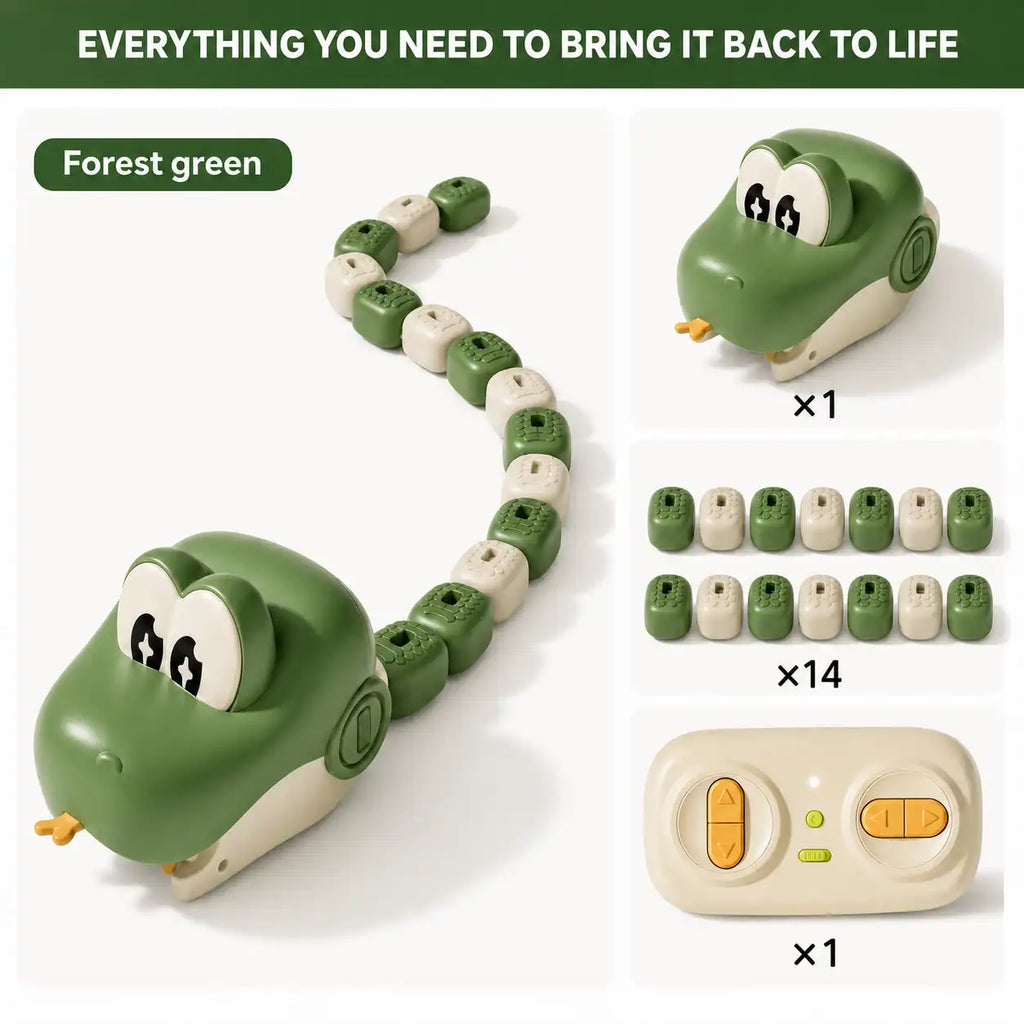 Remote control magnetic snake toy with modular blocks for kids
